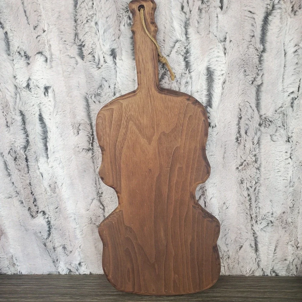 Vintage Charcuterie Violin Viola Cutting Board Wooden Musical Instrument Shape